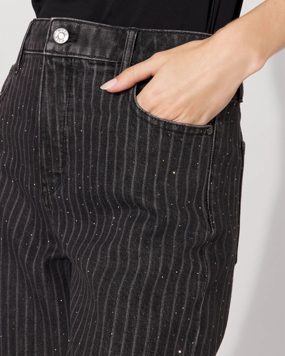 Extra High Rise Heatset Pinstripe Trouser Jean | White House Black